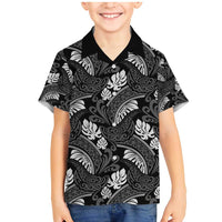Grayscale Monstera Family Matching Mermaid Dress and Hawaiian Shirt Polynesian Tribal Pattern - Polynesian Pride
