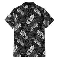 Grayscale Monstera Family Matching Puletasi and Hawaiian Shirt Polynesian Tribal Pattern LT01 - Polynesian Pride