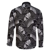 Grayscale Monstera Family Matching Puletasi and Hawaiian Shirt Polynesian Tribal Pattern LT01 - Polynesian Pride