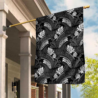 Grayscale Monstera Garden Flag Polynesian Tribal Pattern - Polynesian Pride