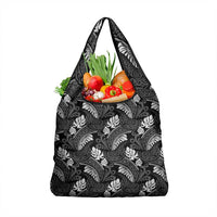 Grayscale Monstera Grocery Bag Polynesian Tribal Pattern - Polynesian Pride