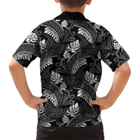 Grayscale Monstera Kid Hawaiian Shirt Polynesian Tribal Pattern LT01 - Polynesian Pride