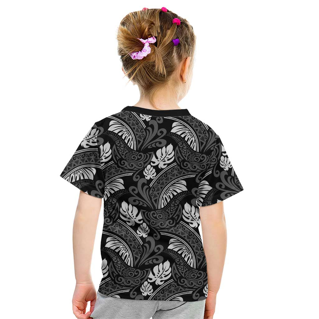 Grayscale Monstera Kid T Shirt Polynesian Tribal Pattern LT01 - Polynesian Pride