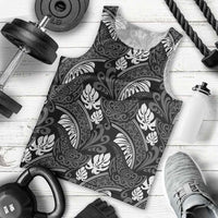 Grayscale Monstera Men Tank Top Polynesian Tribal Pattern LT01 - Polynesian Pride