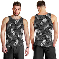 Grayscale Monstera Men Tank Top Polynesian Tribal Pattern LT01 - Polynesian Pride