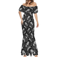 Grayscale Monstera Mermaid Dress Polynesian Tribal Pattern LT01 - Polynesian Pride