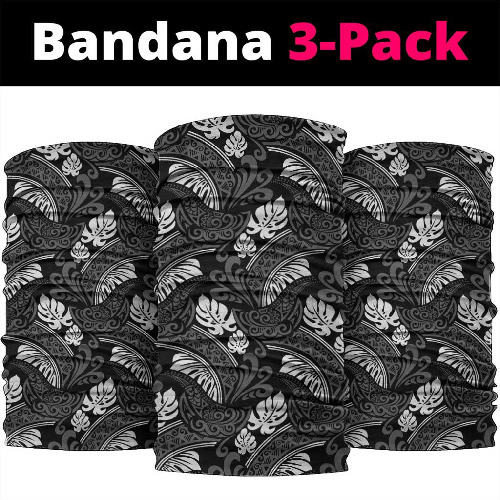 Grayscale Monstera Neck Gaiter Polynesian Tribal Pattern LT01 package One Size: 25*50cm Black - Polynesian Pride