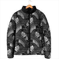 Grayscale Monstera Padded Jacket Polynesian Tribal Pattern LT01 - Polynesian Pride