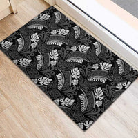 Grayscale Monstera Rubber Doormat Polynesian Tribal Pattern LT01 - Polynesian Pride