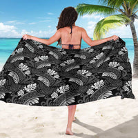 Grayscale Monstera Sarong Polynesian Tribal Pattern - Polynesian Pride