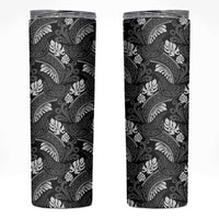 Grayscale Monstera Skinny Tumbler Polynesian Tribal Pattern LT01 Black - Polynesian Pride