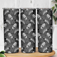 Grayscale Monstera Skinny Tumbler Polynesian Tribal Pattern LT01 - Polynesian Pride