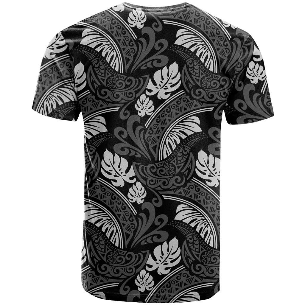 Grayscale Monstera T Shirt Polynesian Tribal Pattern LT01 - Polynesian Pride