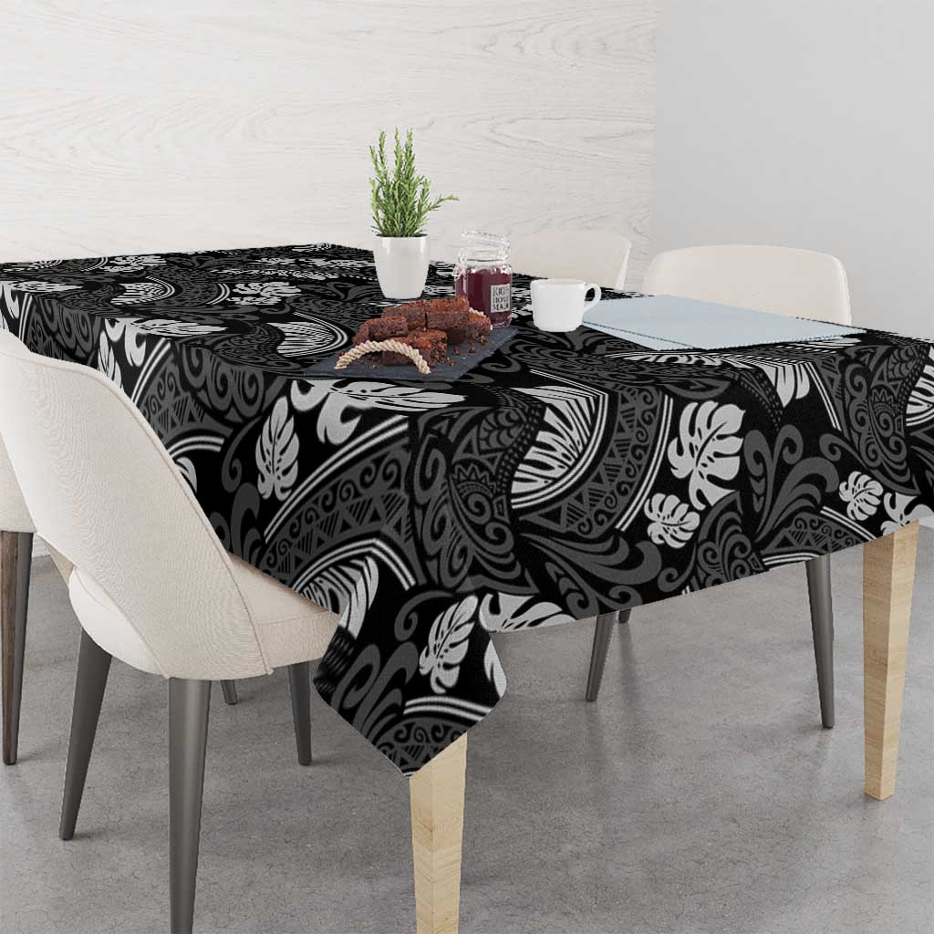 Grayscale Monstera Tablecloth Polynesian Tribal Pattern LT01 - Polynesian Pride