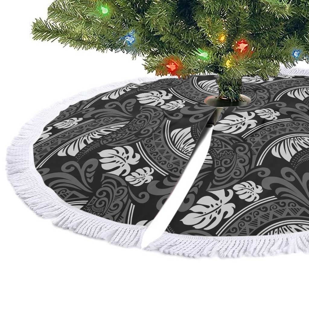 Grayscale Monstera Tree Skirt Polynesian Tribal Pattern LT01 - Polynesian Pride