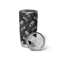 Grayscale Monstera Tumbler Cup Polynesian Tribal Pattern LT01 - Polynesian Pride