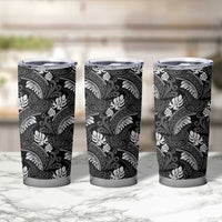 Grayscale Monstera Tumbler Cup Polynesian Tribal Pattern LT01 - Polynesian Pride
