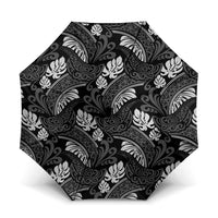 Grayscale Monstera Umbrella Polynesian Tribal Pattern LT01 One Size Folded 11.42 inch Opened Diameter 37.4 inch Black - Polynesian Pride