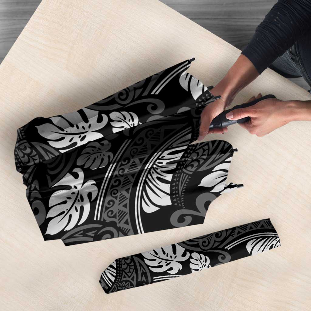 Grayscale Monstera Umbrella Polynesian Tribal Pattern LT01 - Polynesian Pride