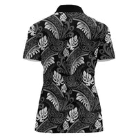 Grayscale Monstera Women Polo Shirt Polynesian Tribal Pattern LT01 - Polynesian Pride
