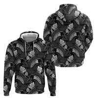 Grayscale Monstera Zip Hoodie Polynesian Tribal Pattern LT01 - Polynesian Pride