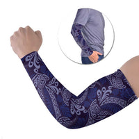 Deep Blue Monstera Arm Sleeves Polynesian Tribal Pattern LT01 Set of 2 Blue - Polynesian Pride