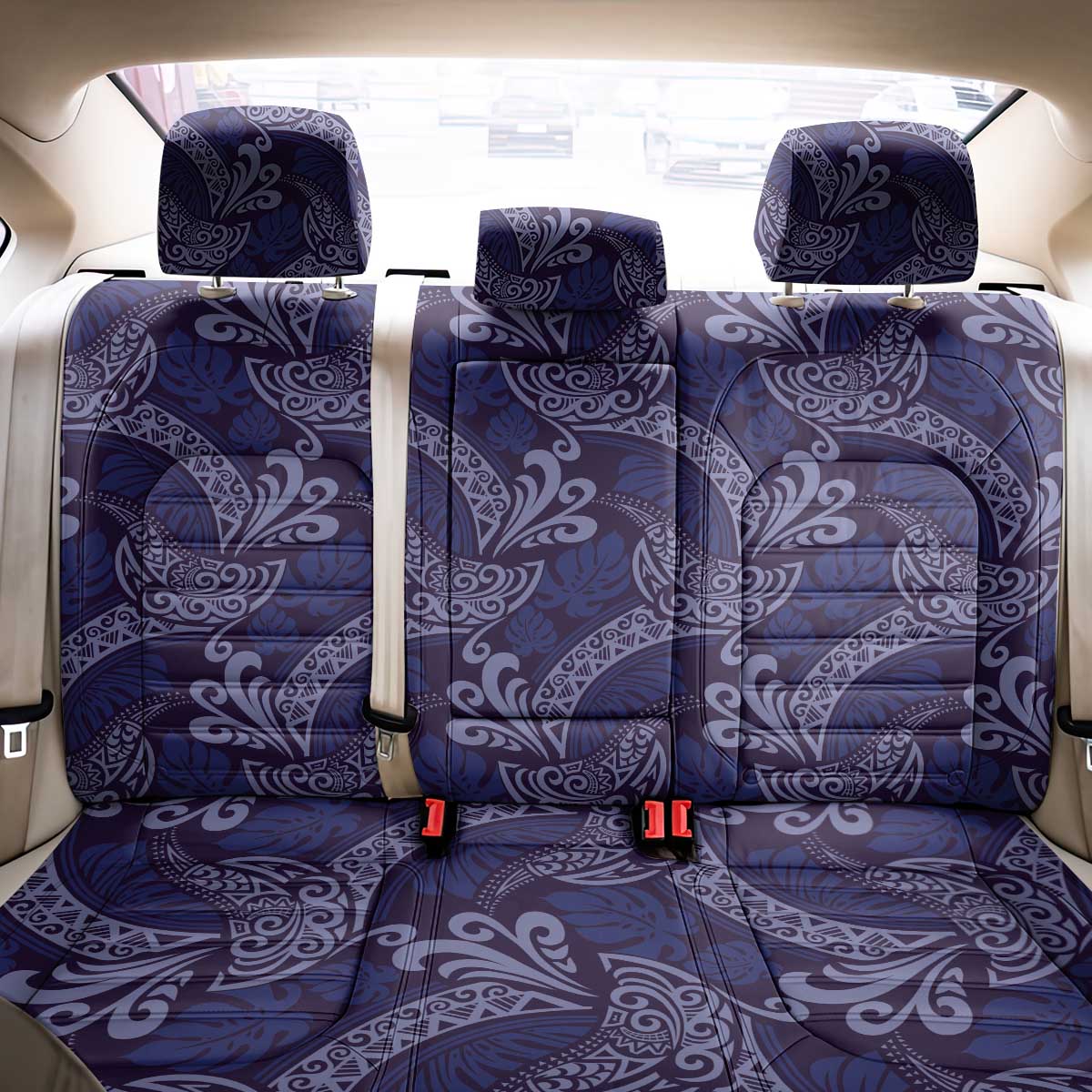 Deep Blue Monstera Back Car Seat Cover Polynesian Tribal Pattern LT01 - Polynesian Pride