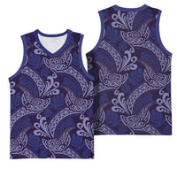 Deep Blue Monstera Basketball Jersey Polynesian Tribal Pattern LT01 - Polynesian Pride