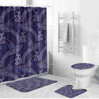 Deep Blue Monstera Bathroom Set Polynesian Tribal Pattern - Polynesian Pride