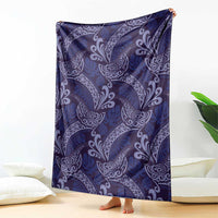 Deep Blue Monstera Blanket Polynesian Tribal Pattern - Polynesian Pride