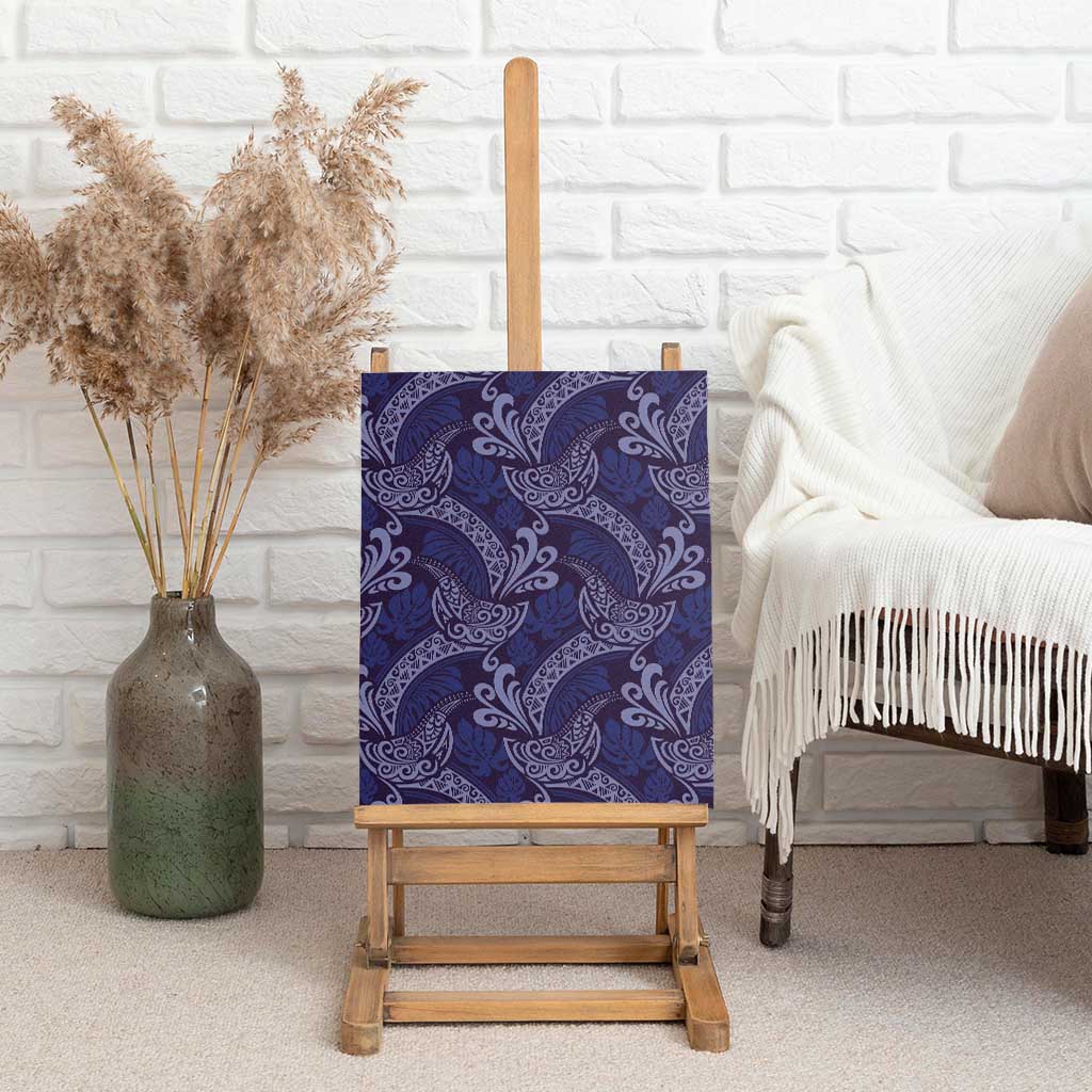 Deep Blue Monstera Canvas Wall Art Polynesian Tribal Pattern LT01 - Polynesian Pride