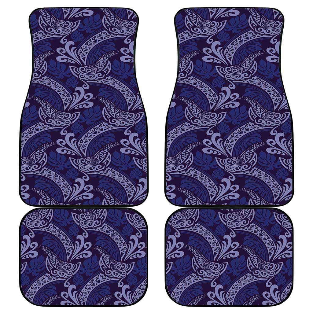 Deep Blue Monstera Car Mats Polynesian Tribal Pattern LT01 - Polynesian Pride