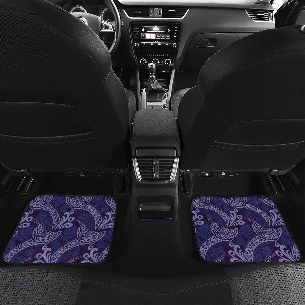 Deep Blue Monstera Car Mats Polynesian Tribal Pattern LT01 Set 2pcs - Back Blue - Polynesian Pride