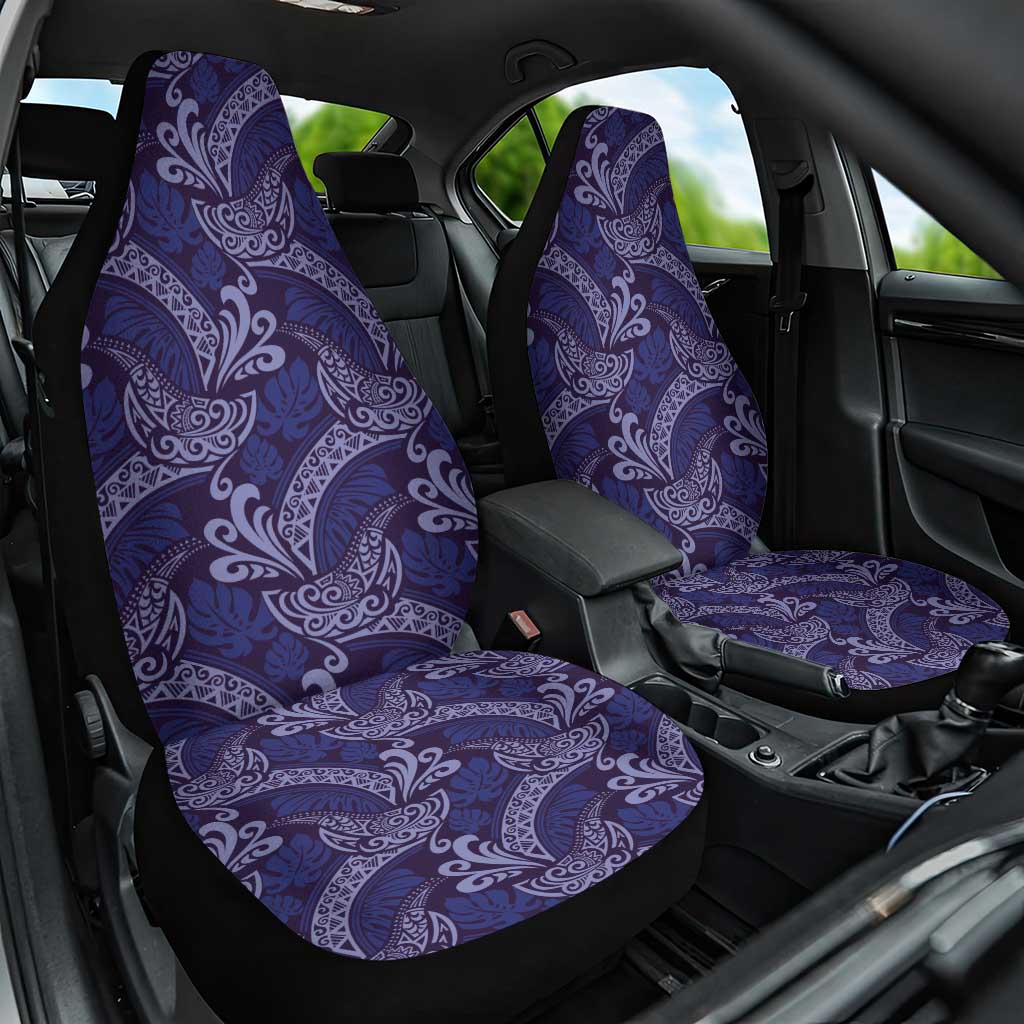 Deep Blue Monstera Car Seat Cover Polynesian Tribal Pattern LT01 One Size Blue - Polynesian Pride