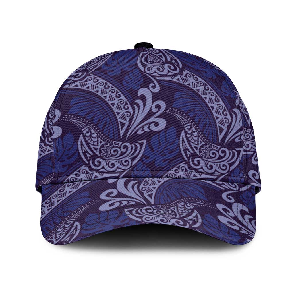 Deep Blue Monstera Classic Cap Polynesian Tribal Pattern LT01 Universal Fit Blue - Polynesian Pride
