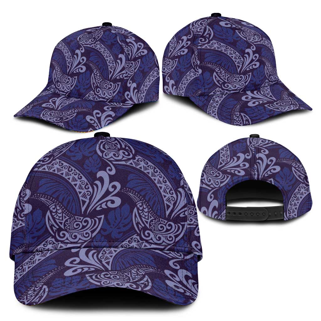 Deep Blue Monstera Classic Cap Polynesian Tribal Pattern LT01 - Polynesian Pride