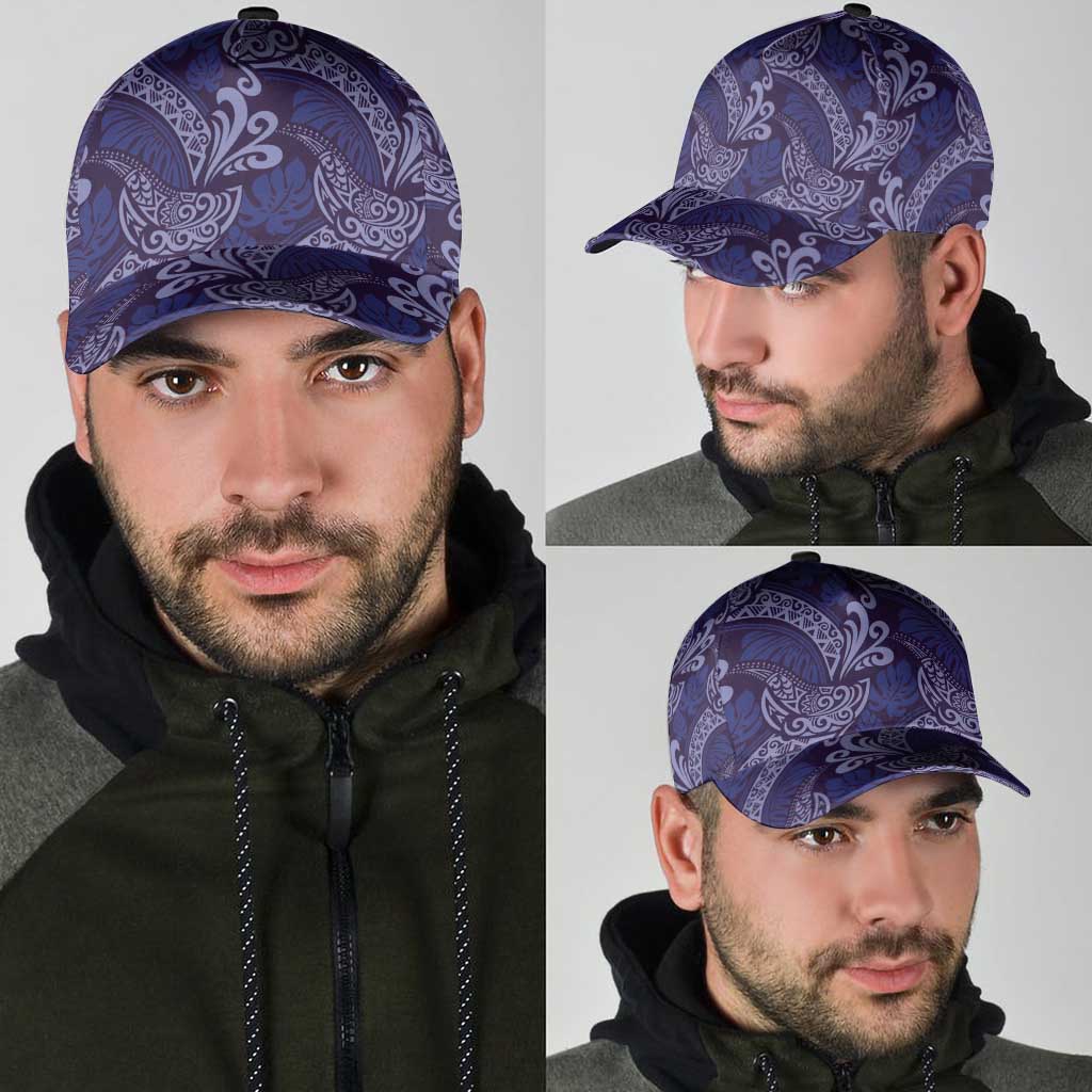Deep Blue Monstera Classic Cap Polynesian Tribal Pattern LT01 - Polynesian Pride