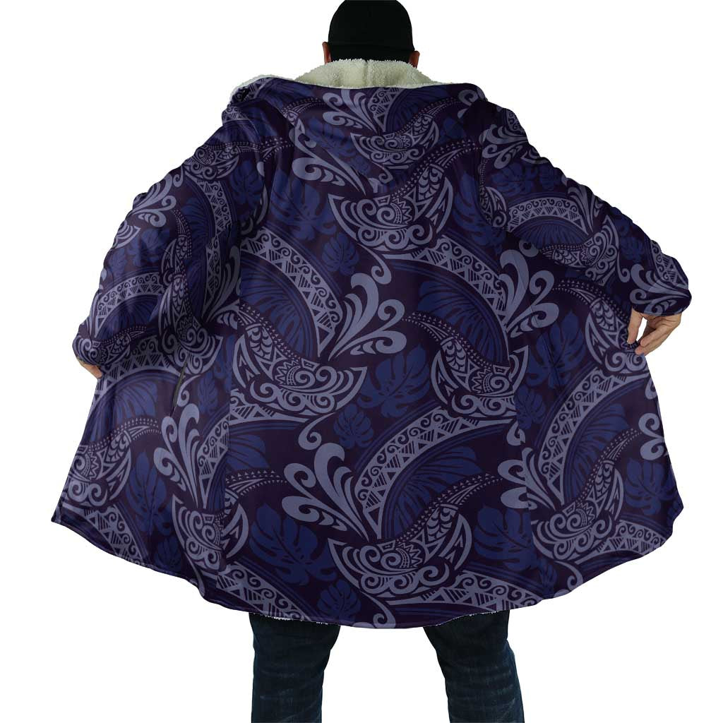 Deep Blue Monstera Cloak Polynesian Tribal Pattern LT01 - Polynesian Pride