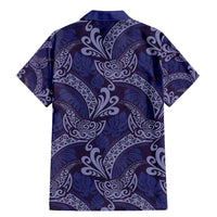 Deep Blue Monstera Family Matching Mermaid Dress and Hawaiian Shirt Polynesian Tribal Pattern - Polynesian Pride