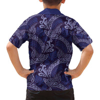 Deep Blue Monstera Family Matching Puletasi and Hawaiian Shirt Polynesian Tribal Pattern LT01 - Polynesian Pride