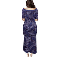 Deep Blue Monstera Family Matching Puletasi and Hawaiian Shirt Polynesian Tribal Pattern LT01 - Polynesian Pride