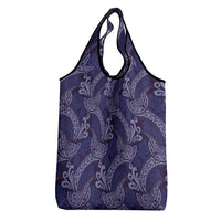Deep Blue Monstera Grocery Bag Polynesian Tribal Pattern - Polynesian Pride