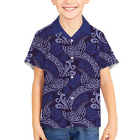 Deep Blue Monstera Hawaiian Shirt Polynesian Tribal Pattern - Polynesian Pride