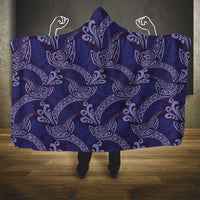 Deep Blue Monstera Hooded Blanket Polynesian Tribal Pattern LT01 - Polynesian Pride