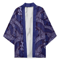 Deep Blue Monstera Kimono Polynesian Tribal Pattern LT01 Unisex Blue - Polynesian Pride