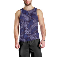 Deep Blue Monstera Men Tank Top Polynesian Tribal Pattern LT01 - Polynesian Pride