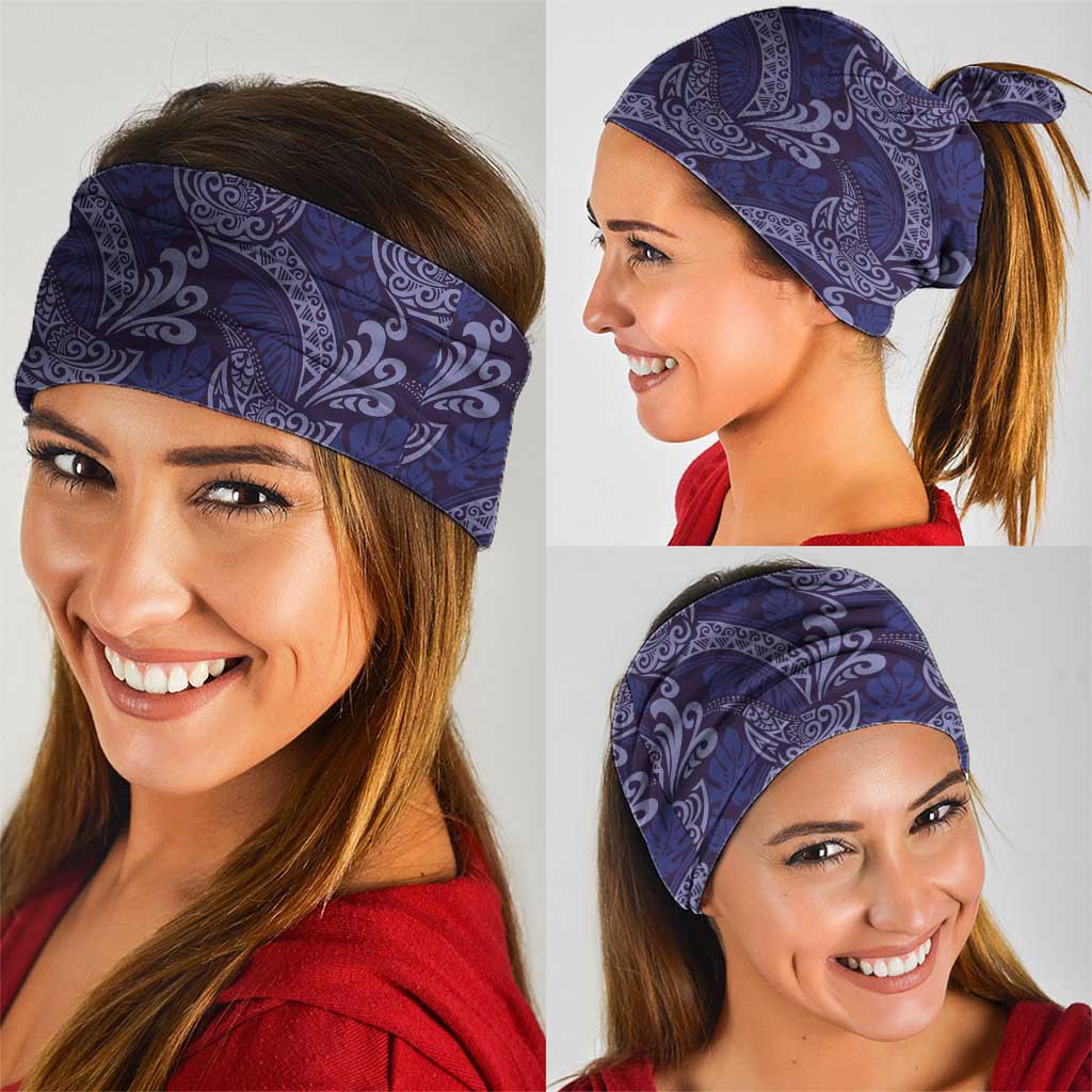 Deep Blue Monstera Neck Gaiter Polynesian Tribal Pattern LT01 - Polynesian Pride