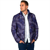 Deep Blue Monstera Padded Jacket Polynesian Tribal Pattern LT01 - Polynesian Pride
