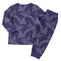 Deep Blue Monstera Christmas Pajama Set Polynesian Tribal Pattern LT01 - Polynesian Pride