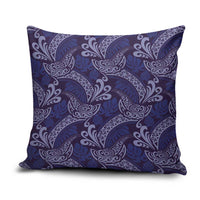 Deep Blue Monstera Pillow Cover Polynesian Tribal Pattern - Polynesian Pride